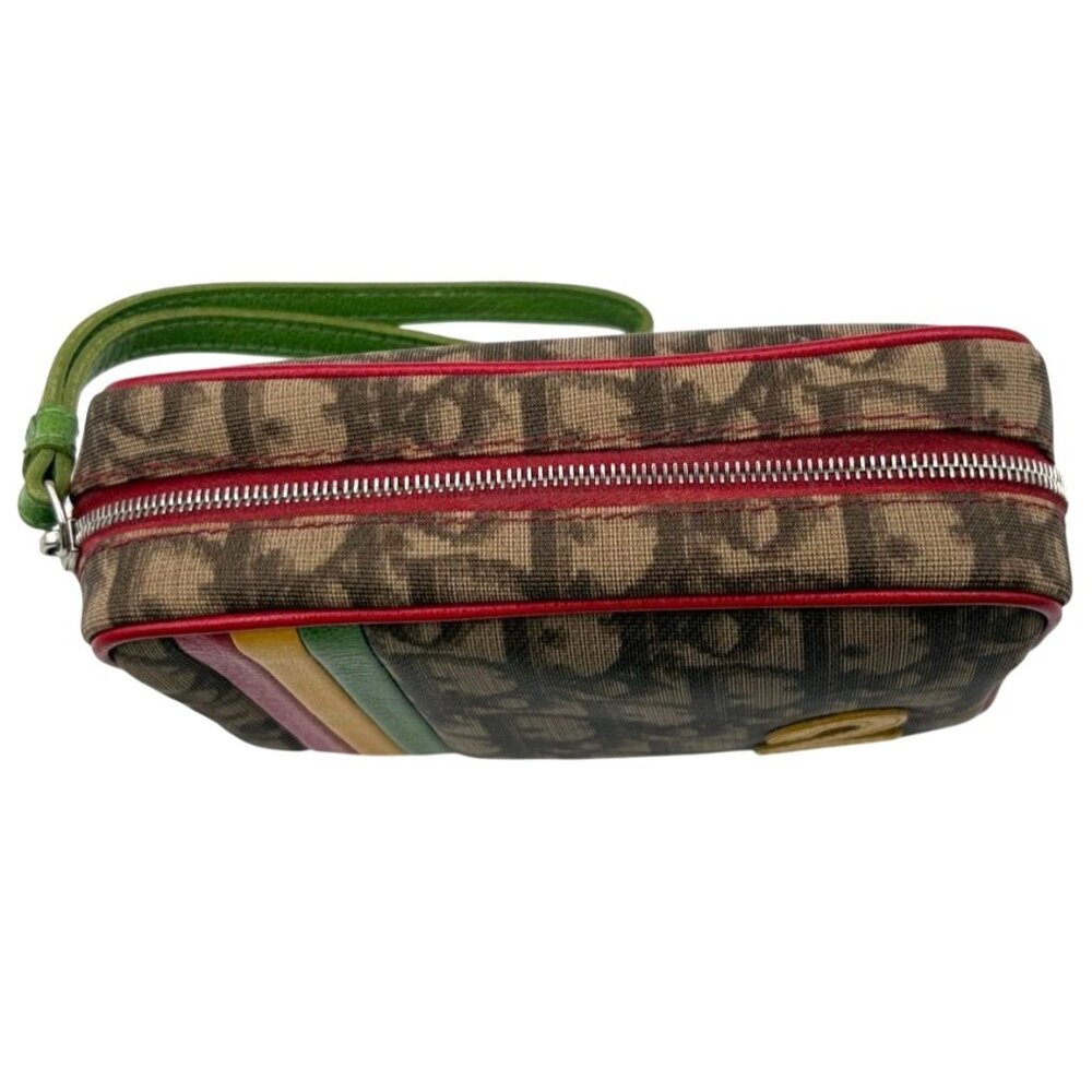 Dior Brown Monogram Canvas Wristlet with Red, Yellow & Green Accents - Picture 6 of 7